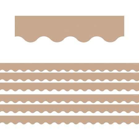 Teacher Created Resources Light Brown Scalloped Border Trim, 35 Feet Per Pack, 6PK TCR7129