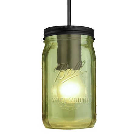 Besa Lighting Besa Milo 4 Pendant, Green, Black Finish, 1x 40W MAX E26 Base 1JT-MILO4GR-BK