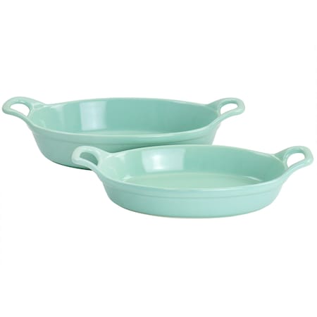 Martha Stewart Stoneware 2 Piece Oval Baker Set in Mint 128882.02