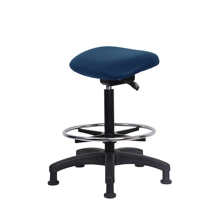 Blue Ridge Ergonomics Vinyl Sit-Stand - Standing Height with Chrome Foot Ring Stationary Glides in Bluebird Voyager Vinyl VSTSS-RG-CF-RG-2002