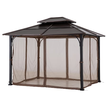 Sunjoy Netting for 10ft. x 12ft. Hardtop Gazebo with White LED lights (Battery operated, not included) A111515501
