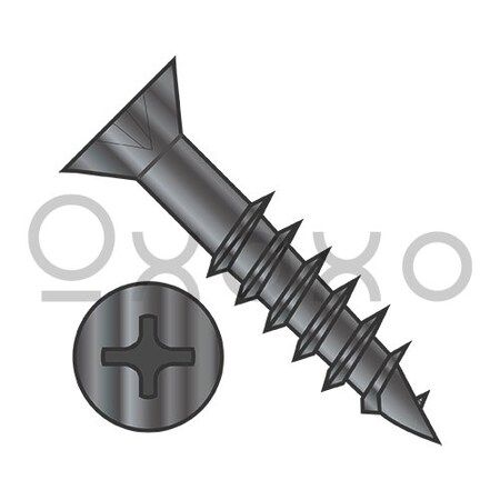 Oxoxo 8-11X3 Phillips Flat Head no Nibs Deep Thread Wood Screw 2/3 Threaded Black Oxide, 1600PK 568199