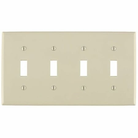 Leviton Switch Wallplate, Standard Size, Gang 4, White 80712-T