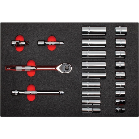 Proto 3/8 in Drive Socket Sets SAE 22 Pieces 3/8 to 7/8 in , Polished, J52136HTCKV J52136HTCKV