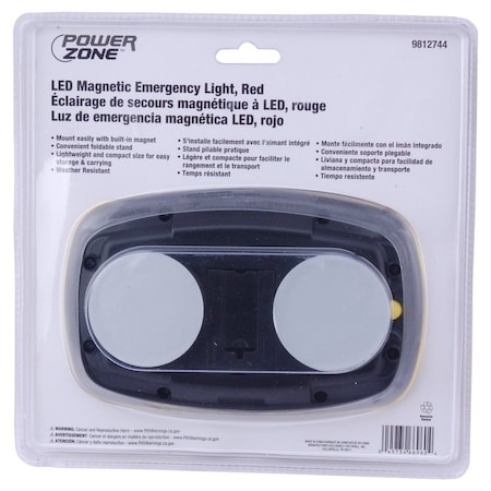 Powerzone LED Magnetic Emergency Light, Red Reflector, ABS Reflector, 6-1/4 in W Reflector, 4 in H Reflector 35706