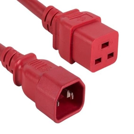 Sanoxy 6ft 14 AWG 15A 250V Power Cord IEC320 C14 to IEC320 C19, Red SNX-CBL-LDR-PW134-7206