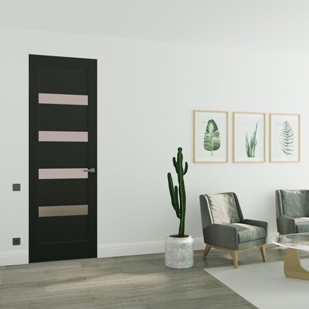 Sartodoors Hidden Door Black 42x84 Solid Core Modern Interior QUADRO4113MF-BLK-42x84-LH-I