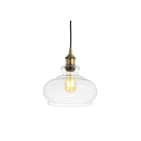 Jonathan Y Wyatt 9.5" Adjustable Drop Pharmacy Metal/Glass LED Pendant, Brass Gold JYL3515A