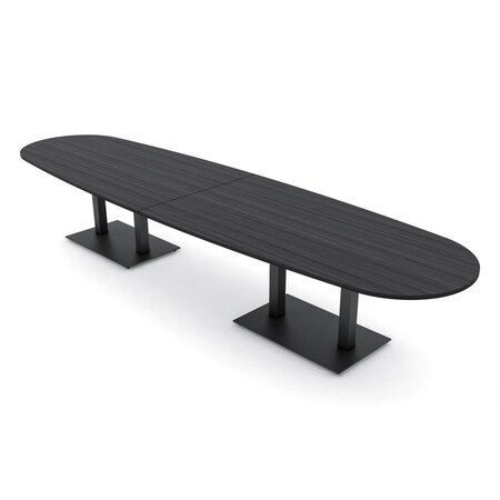 Skutchi Designs Boval Conference Table With Power Unit, 48 in W, 168 in L, Grey HAR-BOVL-48X168-DOU.BK-WA7949-NA