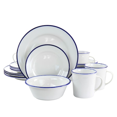 Martha Stewart Fine Ceramic 16 piece Dinnerware Set in White 127298.16