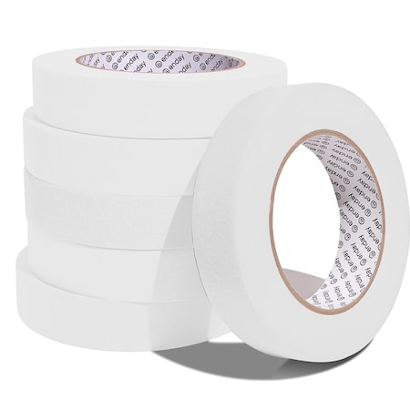 Enday Masking Tape, 1" x 60 Yards, White, 6PK 8152-6