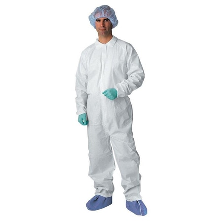 Medline Breathable Coveralls with Elastic Wrists and Ankles, White, Size XL, 25PK NONCV700XL