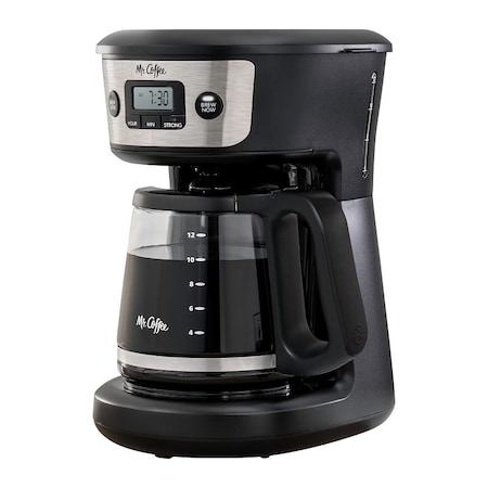 Mr. Coffee Programmable Coffee Maker, 12 Cups Capacity, 900 W, Plastic/Stainless Steel, Black/Stainless Steel 2176620