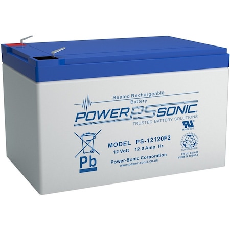 Power-Sonic Power Sonic PS-12120F2 - 12V 12Ah Rechargeable Sealed Lead Acid (SLA) Battery PS-12120 F2
