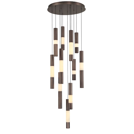 Euf Ronda, Chandelier , 11-Light, 20", Harlow Bronze, Alabaster 50119-028