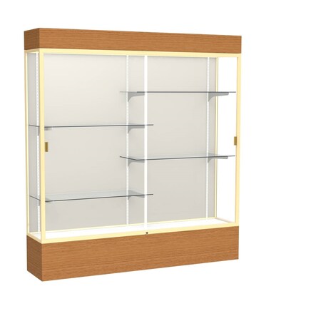Ghent Lighted Floor Display Case 72x80x16, Plaque, Champange 2176PB-GD-MK