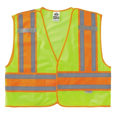 Glowear Breakaway Public Safety Vest, 2-Tone, 6XL/7XL, Lime, Polyester Mesh/Solid, 8245PSV 24000