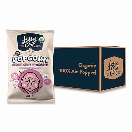 Lesserevil Snack Organic Himalayan Pink Salt Popcorn, 0.88 oz Bag, 18PK LSN00141