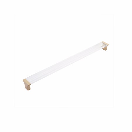 Schaub 12-5/8in Center to Center Positano Clear Cabinet Pull Signature Satin Brass Finish 318-SSB-CL