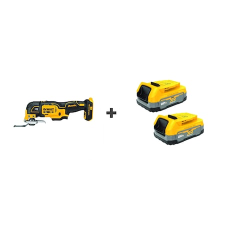 Dewalt Oscillating Tool, 20V, Cordless, 3.2  Degrees Oscillation Angle, 20V MAX* Series DCS356B/DCBP034-2