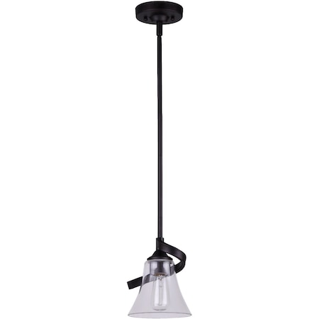 Home Impressions 1-Bulb Oil Rubbed Bronze Incandescent Rod Pendant Light Fixture Clear Glass IPL587A01ORB-C