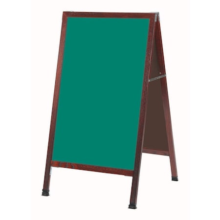 Aarco A-Frame Sidewalk Board, Green Porcelain Chalkboard Solid Red Oak Frame w/ Cherry Stain, 42''Hx24''W MA-1SG