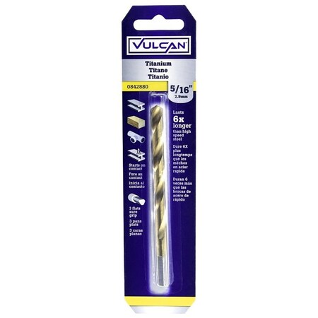 Vulcan 219971OR Jobber Drill Bit, 5/16 in Dia, 4-1/2 in OAL, 3-Flat Shank PTA250662/219971O