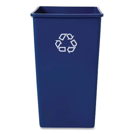 Rubbermaid Commercial 50 gal Square Recycling Bin, Satin Alum/Satin Alum, Plastic FG395973BLUE