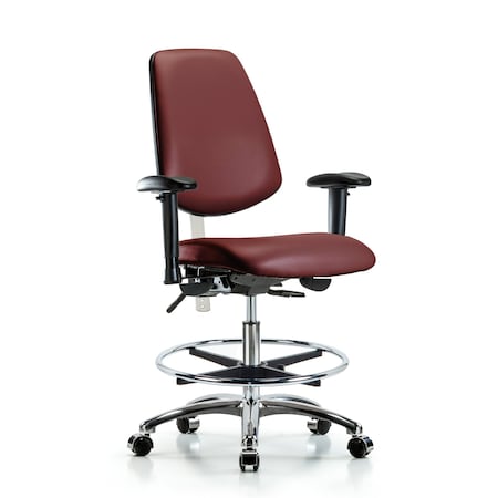 Blue Ridge Ergonomics Vinyl Clean Room Chair, Adjustable Arms BR-NCR-VMBCH-MB-CR-T1-A1-CF-CC-8815
