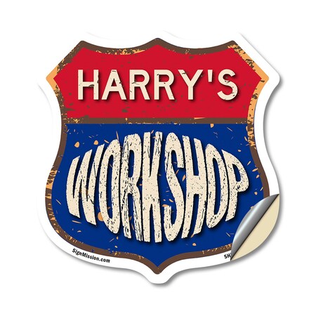 Signmission Harry's Workshop, 12 Inch X 12 Inch, Vinyl Decal SHI-D-12-489-HARRY