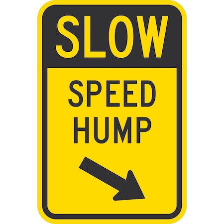 Lyle Slow Speed Hump (with Down Arrow Pointing Right), 12x18, Diamond Grade, Yellow G-2779-DG_12x18