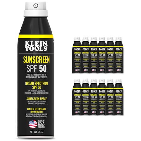 Klein Tools Sunscreen Spray, SPF 50, PK12 SPF50SPY55