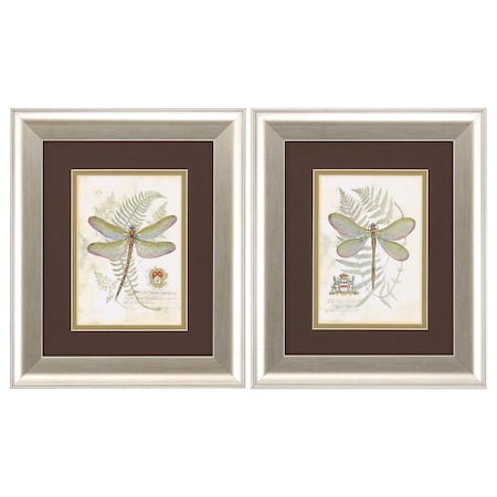 Homeroots 11" X 13" Brushed Silver Frame Dragonfly, Set Of 2, 2PK 365137