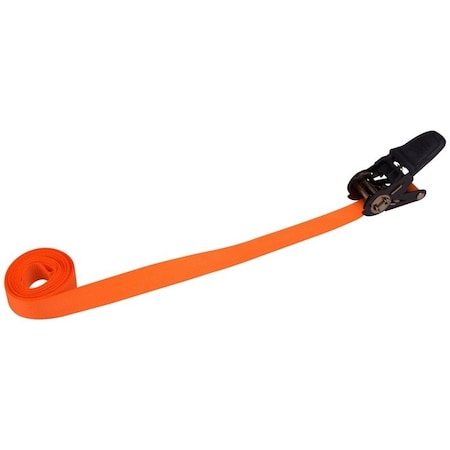 Prosource Tie-Down, 1 in W, 13 ft L, Polyester Webbing, Metal Ratchet, Orange, 300 lb, Webbing End Fitting FH64070-1