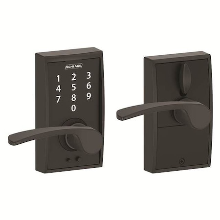 Schlage Residential Century with Merano Lever Keyless Touch Lever Lock with 16211 Latch and 10063 Strike Matte FE695CEN622MER