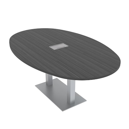 Skutchi Designs Boval Conference Table With Power Unit, 48 in W, 84 in L, Grey HAR-BOVL-48X84-DOU-WA7949-ESIL