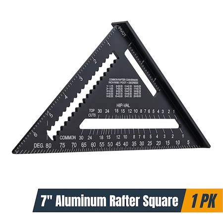Powertec 7 in. Rafter Square, Aluminum Carpenter Square for Woodworking, Framing, Roofing, Stair Layout 72322