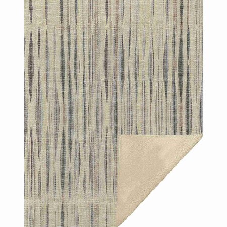 Homeroots 50" X 70" Beige And Charcoal Striped Microfiber Plush Throw Blanket 698993