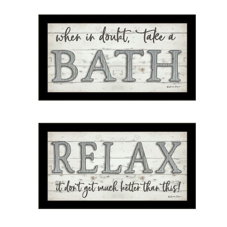 Homeroots Set Of Two Bath Relax 3 Black Framed Print Bathroom Wall Art, 2PK 407100