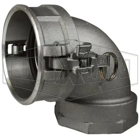 Dixon Type D 90Deg Cam and Groove Elbow, 4 in, Female Coupler x FNPT, Aluminum, Domestic AD90400EZ