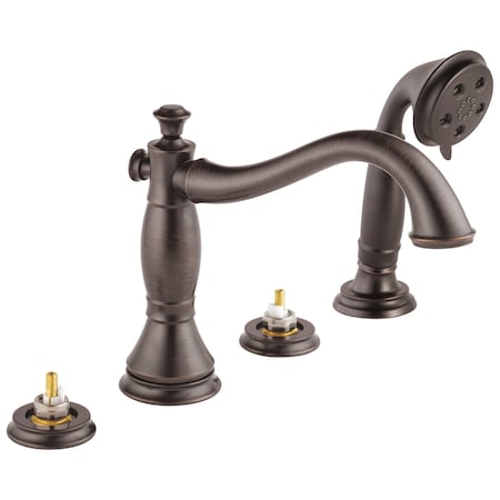 Delta Faucet Deck-Mount with Diverter Tub Filler Faucet, 4-hole 8-16" installation, Venetian Bronze T4797-RBLHP