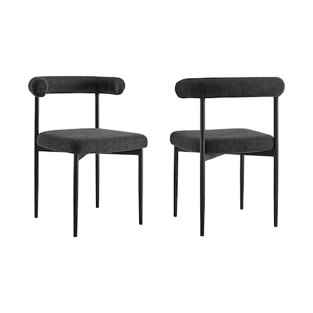Armen Living Shannon Dining Chair with Matte Black Iron and Black Fabric - Set of 2 LCSNSIBLK