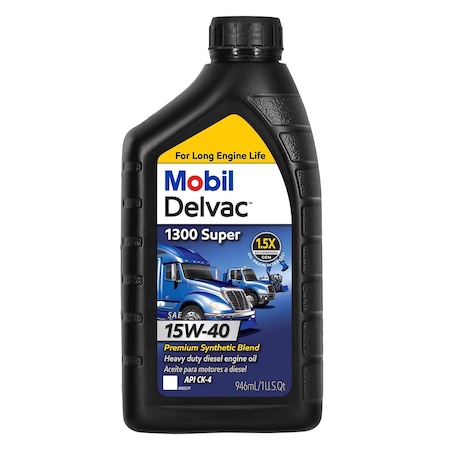Mobil Delvac 1300 Super 15W-40 Diesel Semi-Synthetic Engine Oil 1 qt 122494