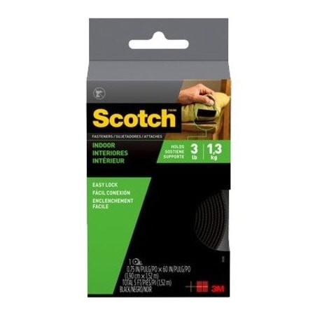 Scotch Hook & Loop Fastener, 5 ft, 3/4 in W, Black RF4741
