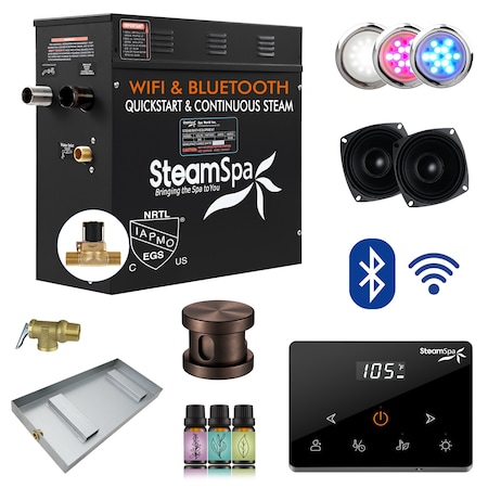 Steamspa 4.5KW Steam Bath Generator, Fully Wireless Remote, BLUETOOTH, WIFI, Auto Drain, Oil Rubbed Bronze BKW450ORB-A