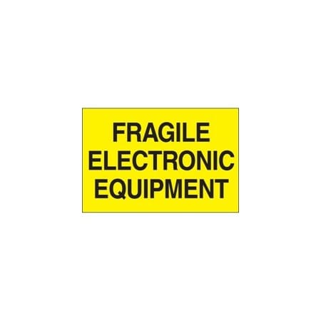 Bubblefast 2 x 3'' - ''Fragile - Electronic Equipment'' Fluorescent Yellow Labels BFDL1193
