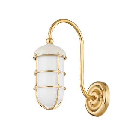 Hudson Valley Lighting Mark D. Sikes X Holkham 1 Light Wall Sconce 4.75 In. Aged Brass/Off White MDS1500-AGB/OW