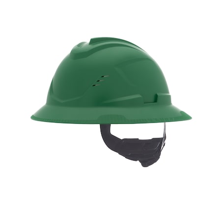 Msa Safety V-Gard C1 Full Brim, Vented, Fas-Trac III, Type 1, Class C, Green 10215831