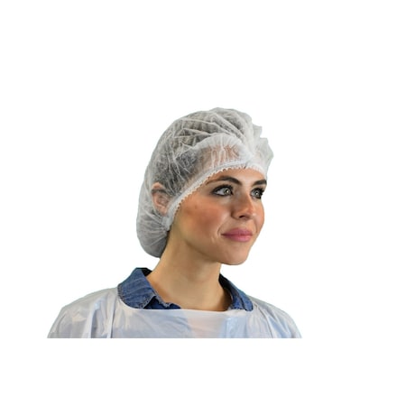 Keystone Safety Hair Nets, Polypropylene, 24 in Dia., White, L, 1000 PK 111NWI-10-24 WHITE