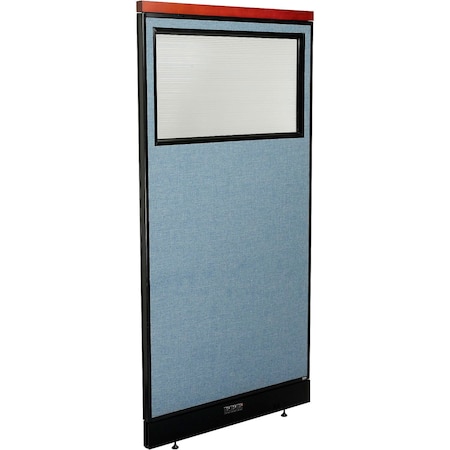Global Industrial Interion Deluxe Electric Office Partition Panel with Partial Window, 36-1/4"W x 77-1/2"H, Blue 694719WEBL